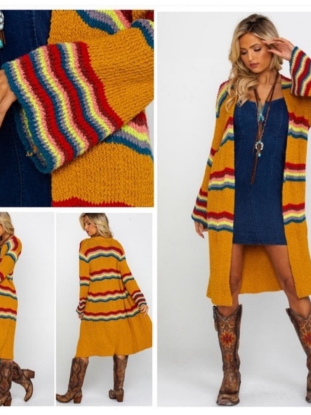 Free People Winding Road Rainbow Duster Cardigan Sweater
